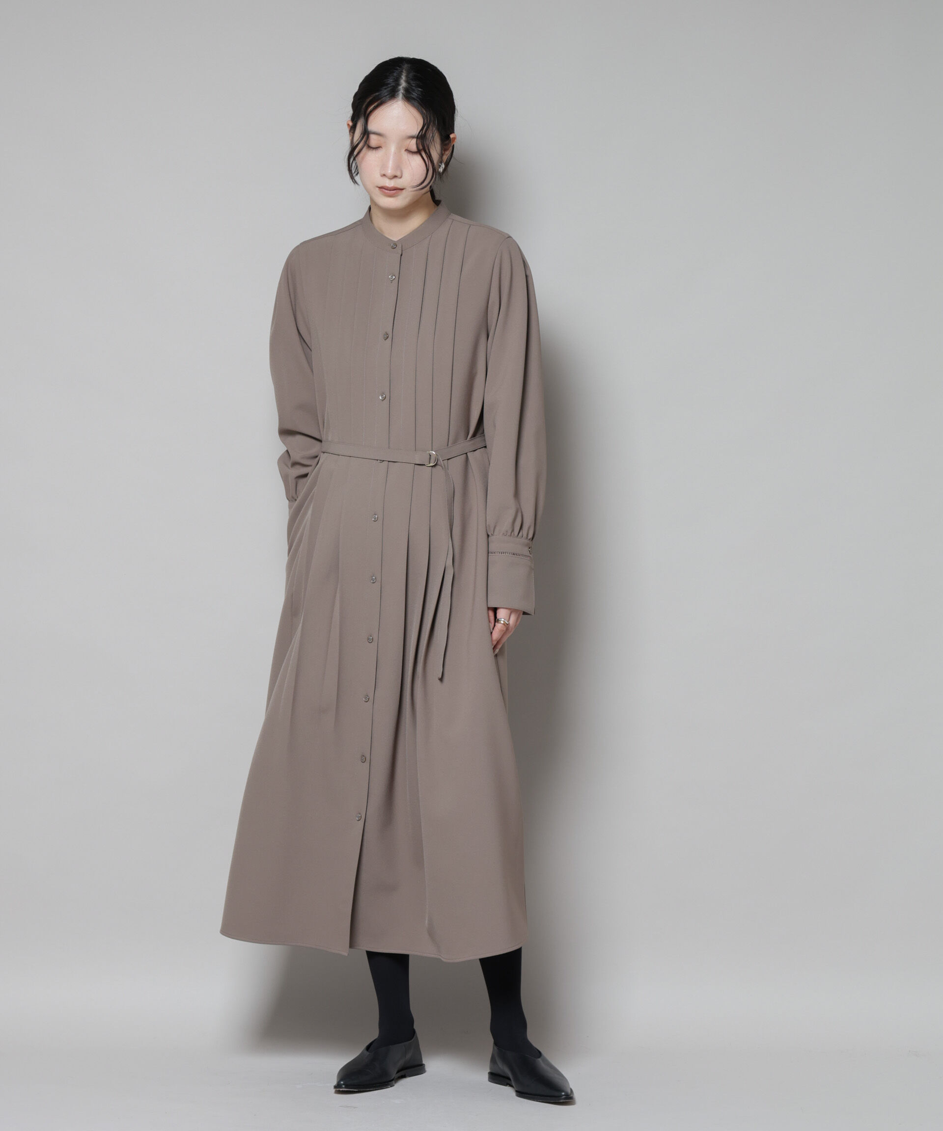 nano･universe「ダブルクロスベルト付きタックワンピース」|ワンピース|