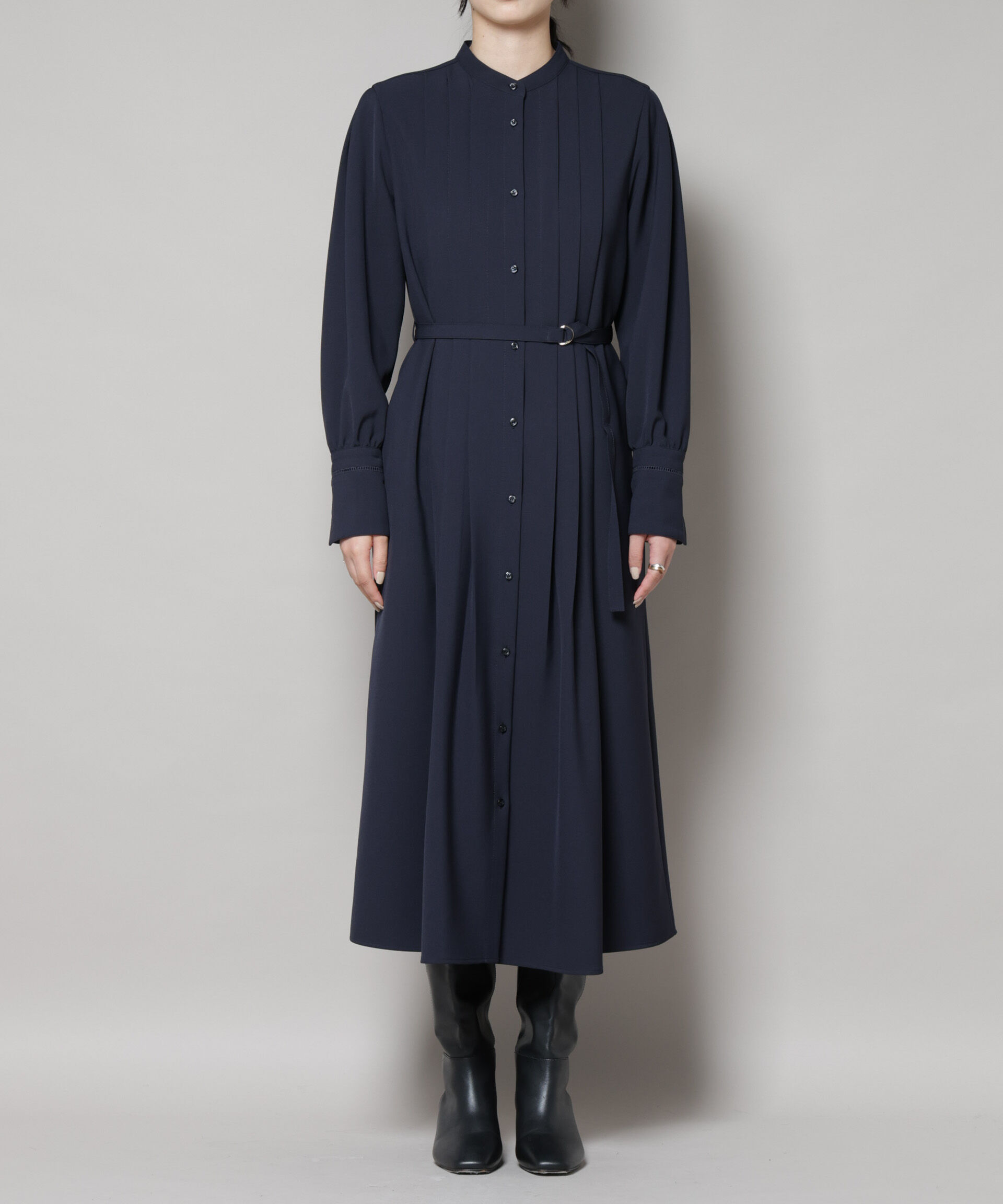 nano･universe「ダブルクロスベルト付きタックワンピース」|ワンピース|