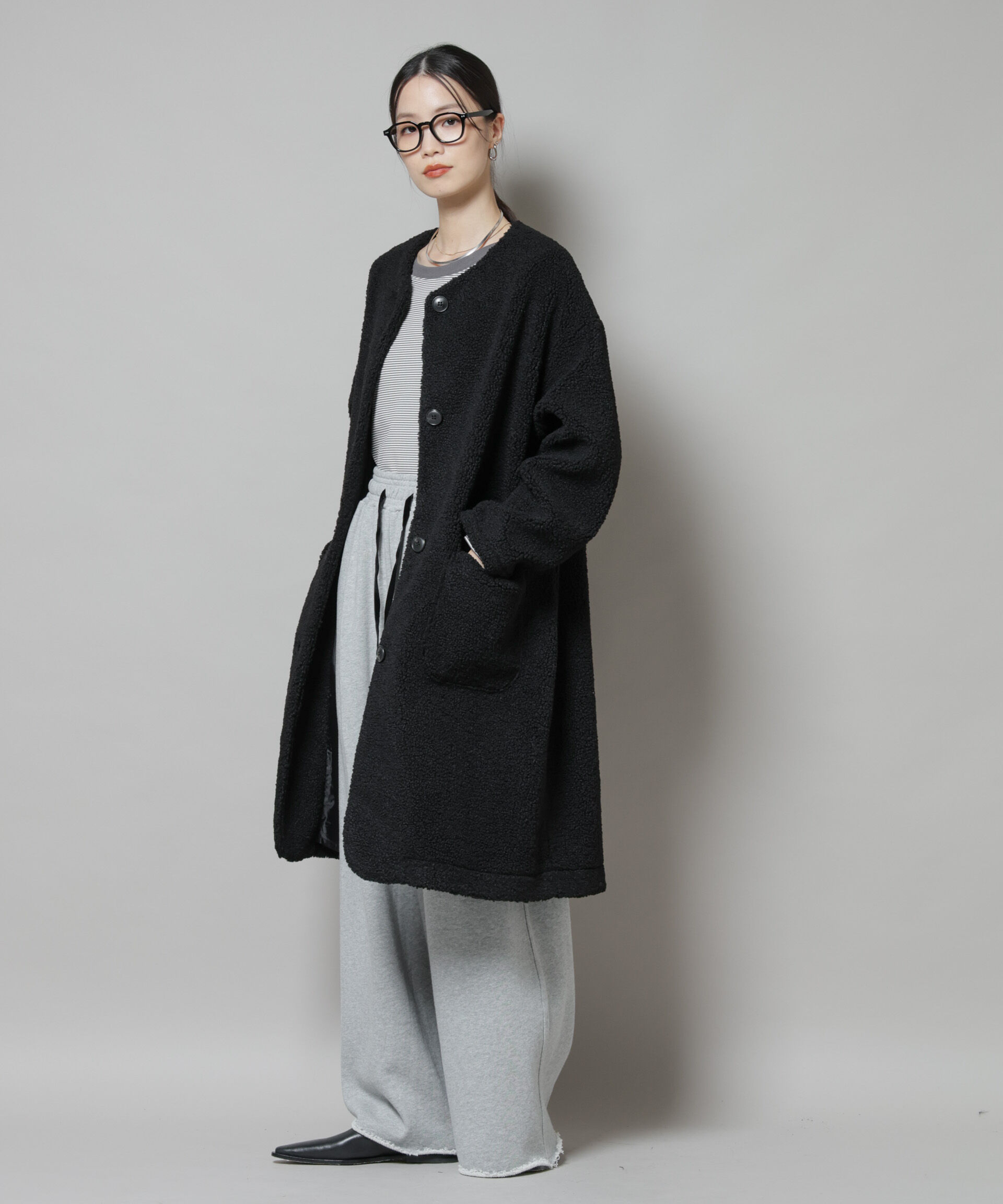 nano･universe「ソフトボアノーカラーコート」|その他|