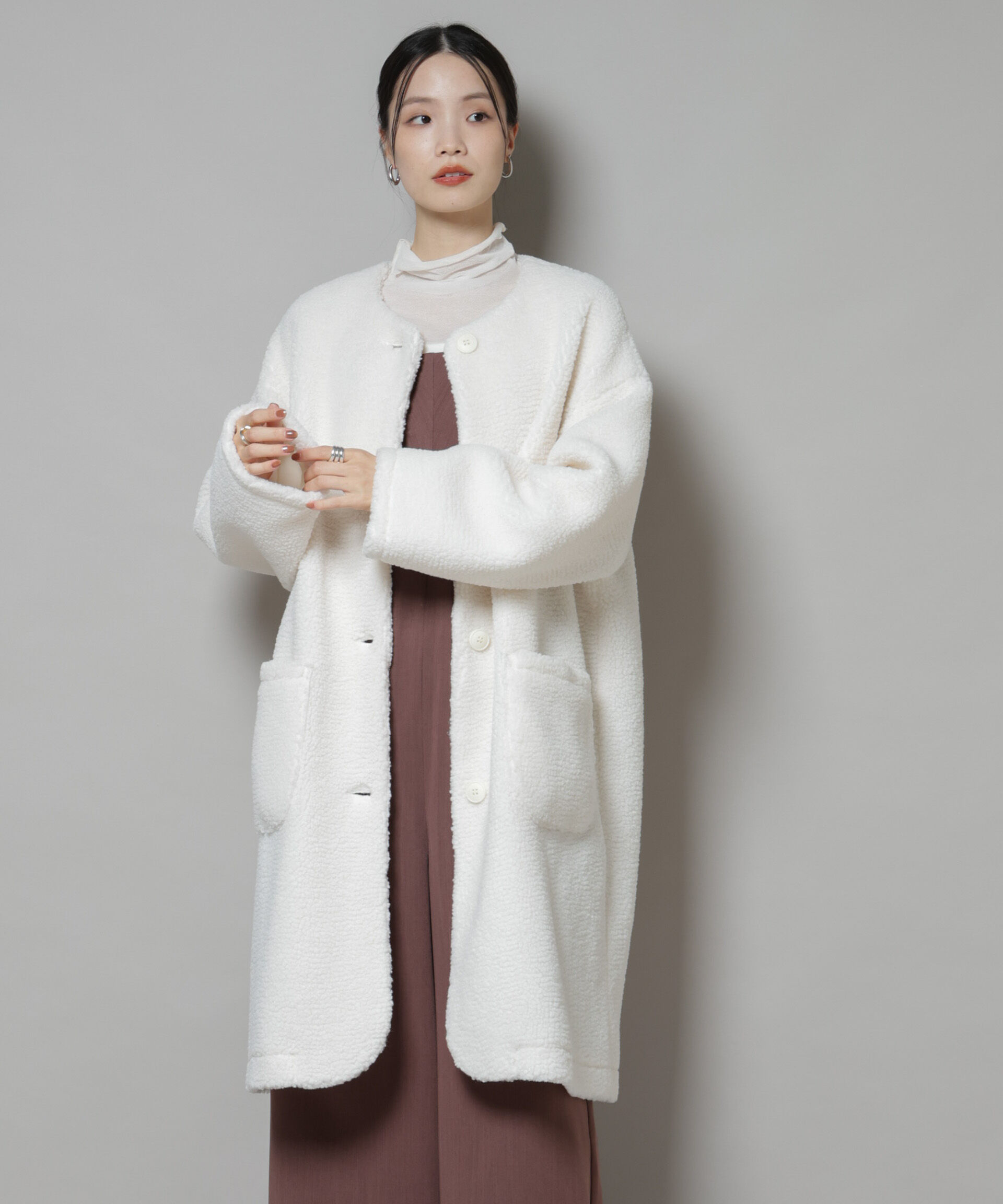 nano･universe「ソフトボアノーカラーコート」|その他|