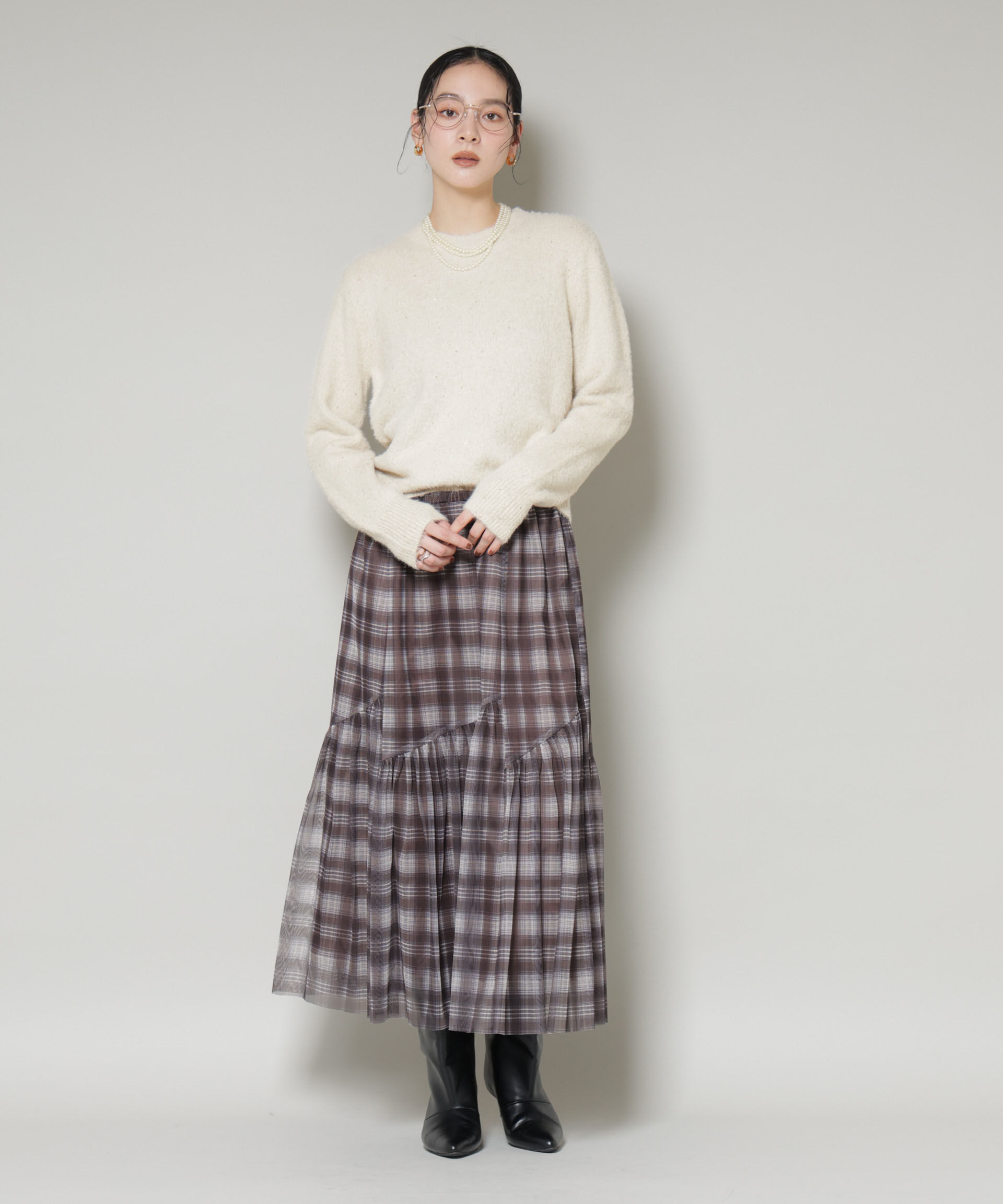 nano･universe「スパンコールフェザーニットプルオーバー」|ニット・セーター|