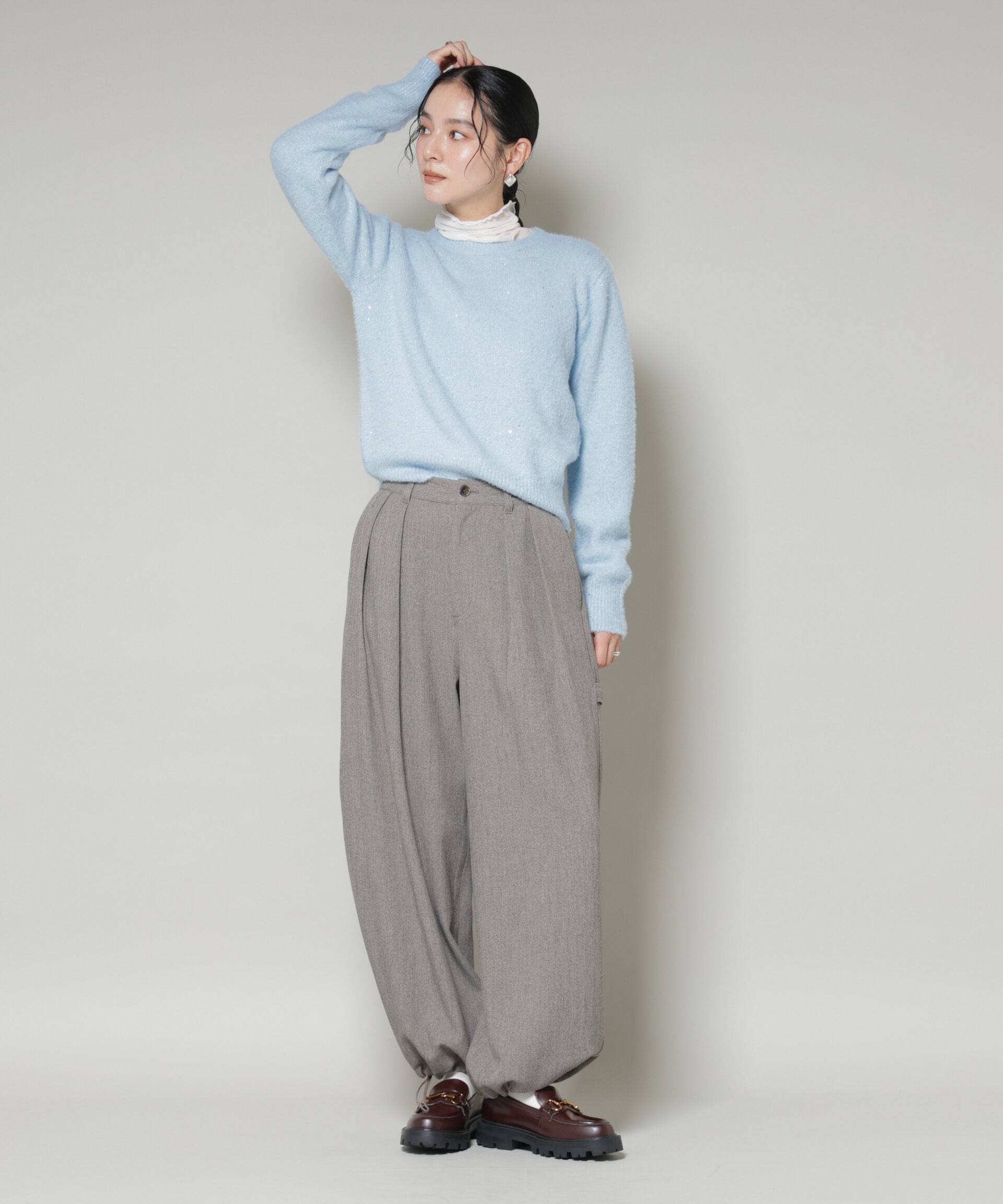 nano･universe「スパンコールフェザーニットプルオーバー」|ニット・セーター|