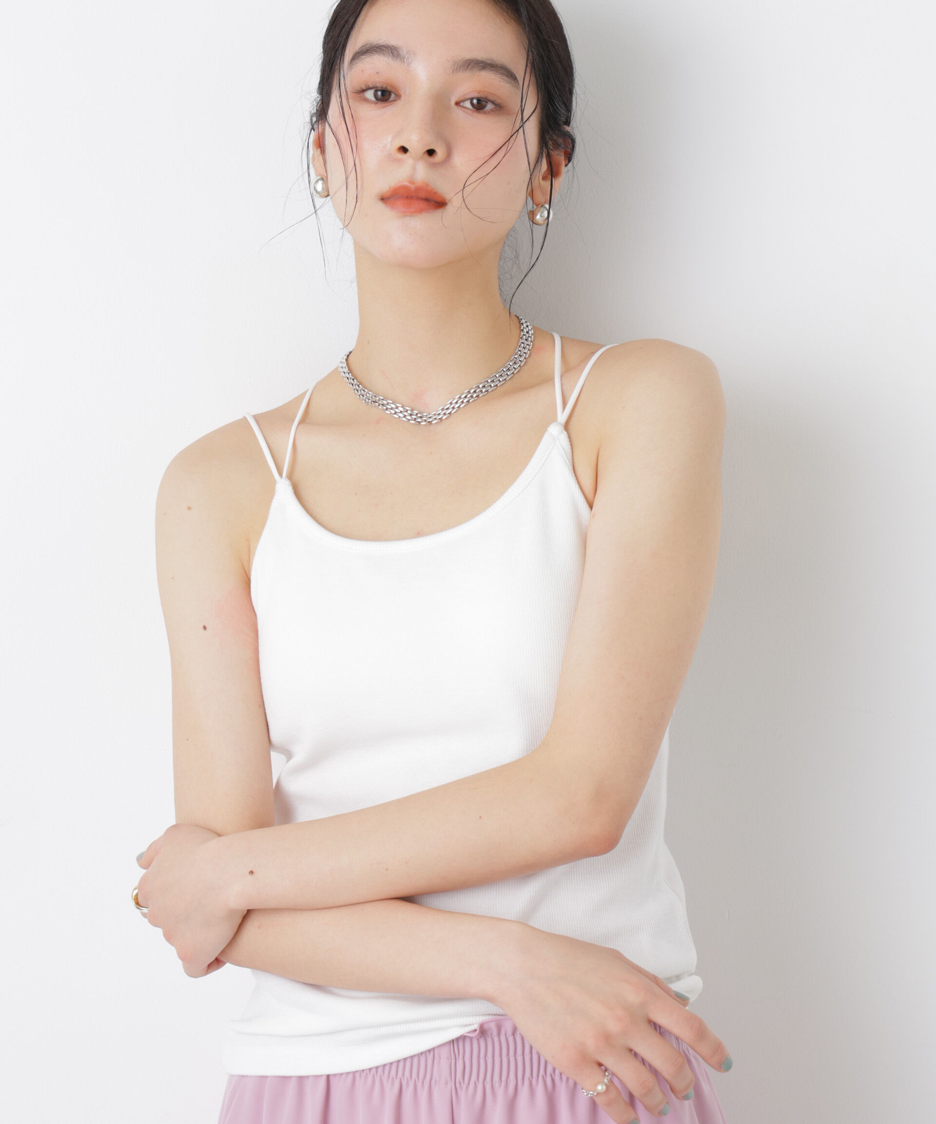 nano･universe「カップ付きバッククロスキャミソール」|Tシャツ・カットソー|ホワイト