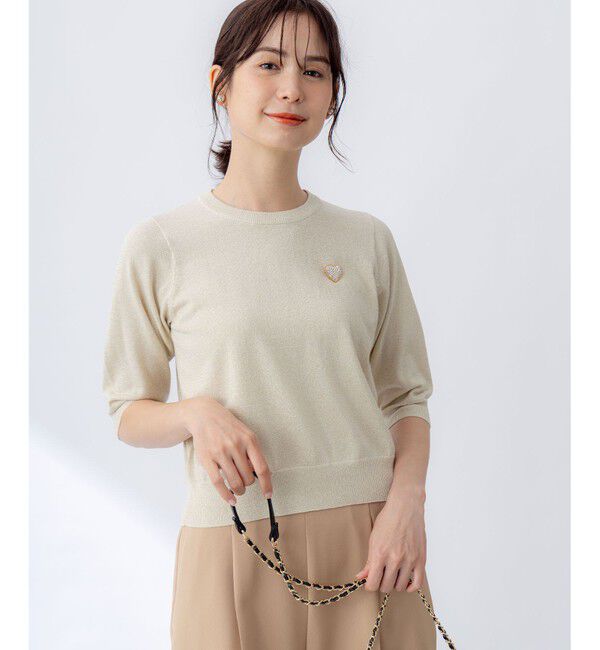 組曲「【WEB限定・2SET】5分袖ラメ入りアンサンブルニット」|カーディガン|