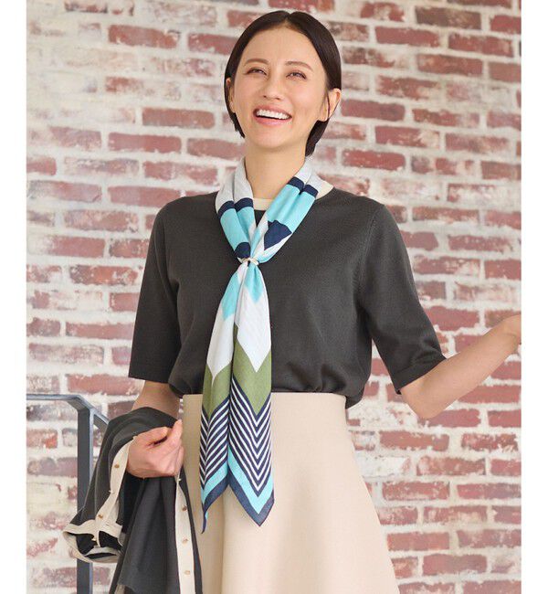 自由区「【アンサンブル対応・洗える】ウールシルク5分袖 ニット」|ニット・セーター|スレート