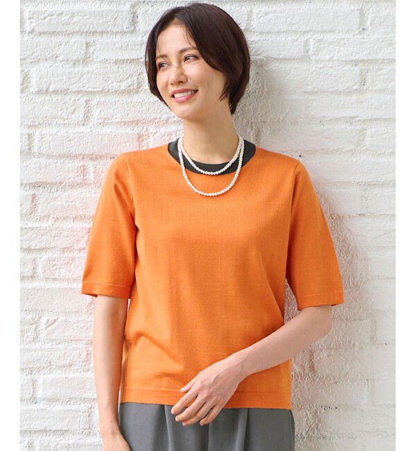 自由区「【アンサンブル対応・洗える】ウールシルク5分袖 ニット」|ニット・セーター|ﾋﾞﾀﾐﾝｵ