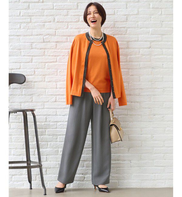 自由区「【アンサンブル対応・洗える】ウールシルク5分袖 ニット」|ニット・セーター|