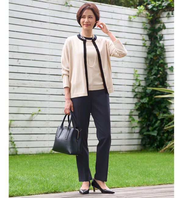 自由区「【アンサンブル対応・洗える】ウールシルク5分袖 ニット」|ニット・セーター|