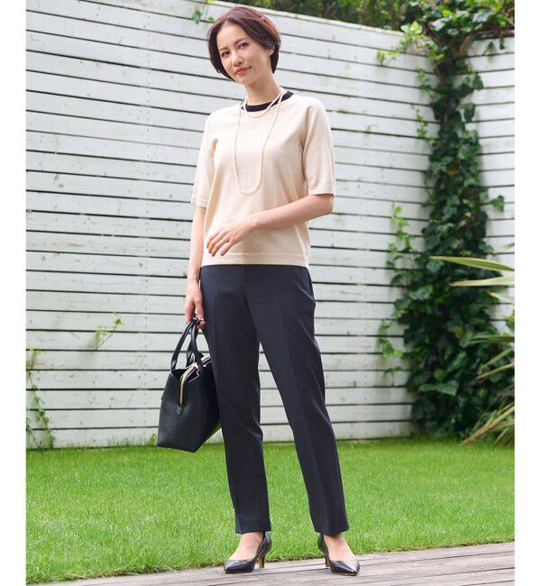 自由区「【アンサンブル対応・洗える】ウールシルク5分袖 ニット」|ニット・セーター|