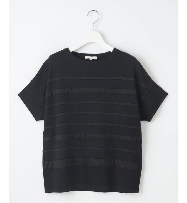 自由区「【接触冷感・UVカット・洗える】クレープストレッチボーダー ニット」|ニット・セーター|