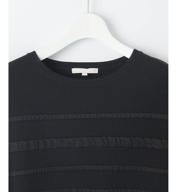 自由区「【接触冷感・UVカット・洗える】クレープストレッチボーダー ニット」|ニット・セーター|