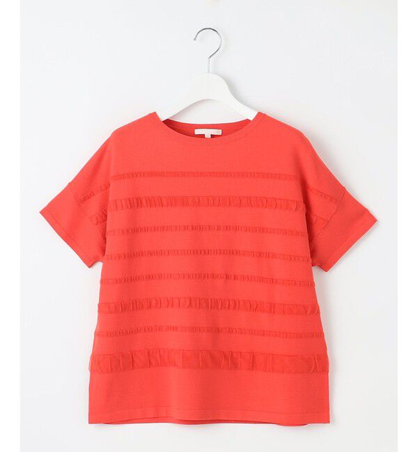 自由区「【接触冷感・UVカット・洗える】クレープストレッチボーダー ニット」|ニット・セーター|