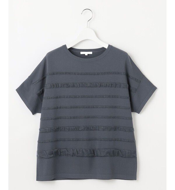 自由区「【接触冷感・UVカット・洗える】クレープストレッチボーダー ニット」|ニット・セーター|