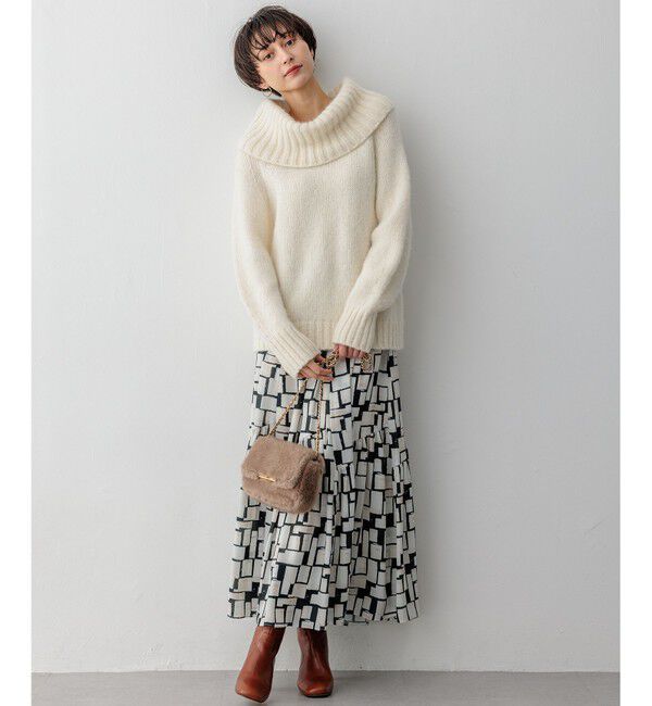 23区「【洗える】エアリーベビーアルパカ ボリュームカラー ニット」|ニット・セーター|