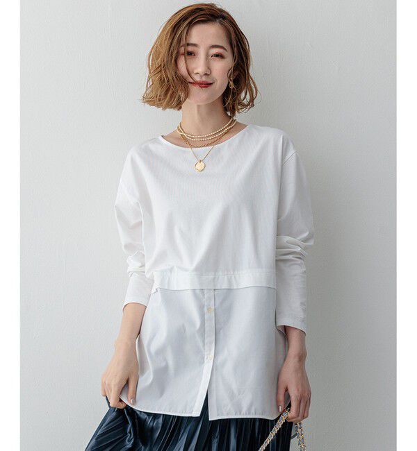 23区「【GLOW10月号掲載/洗える】ナチュラルコットンベアコンビ カットソー」|Tシャツ・カットソー|ホワイト系