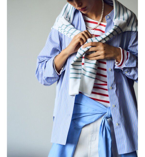 23区「【洗える】Armor-lux スムース クロップド  ボーダー カットソー」|Tシャツ・カットソー|