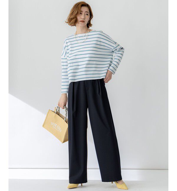 23区「【洗える】Armor-lux スムース クロップド  ボーダー カットソー」|Tシャツ・カットソー|