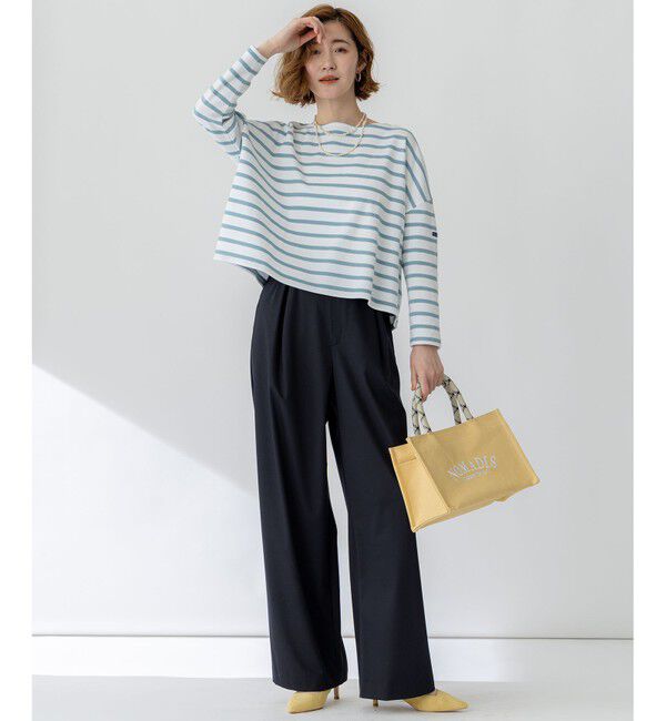 23区「【洗える】Armor-lux スムース クロップド  ボーダー カットソー」|Tシャツ・カットソー|