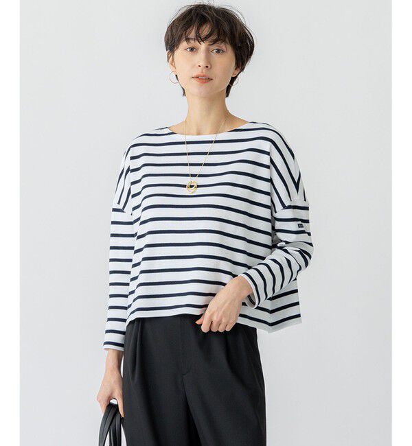 23区「【洗える】Armor-lux スムース クロップド  ボーダー カットソー」|Tシャツ・カットソー|ｵﾌ&times;ﾀﾞｰｸ