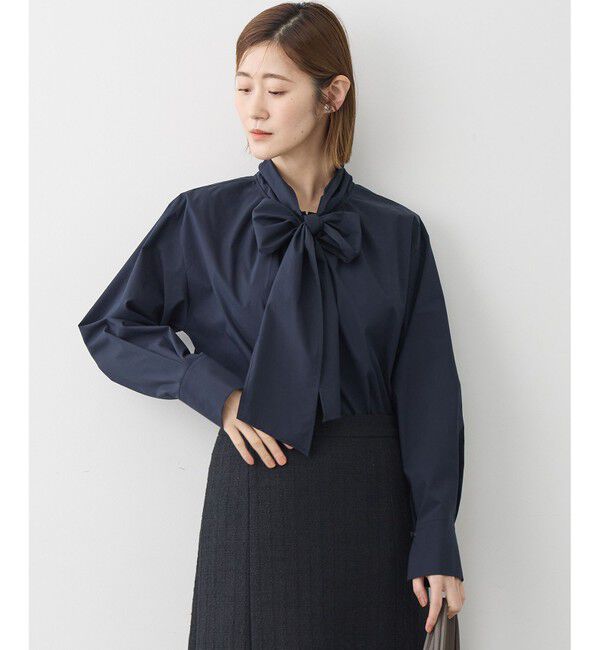 23区「【滝沢眞規子さん着用/Oggi掲載】ストレッチライトタイプライター 2WAY ボウタイブラウス」|シャツ・ブラウス|ネイビー系