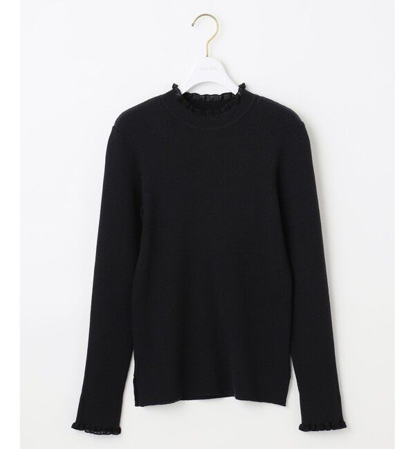 ANY SIS「CICA加工 フリルネック プルオーバー」|ニット・セーター|