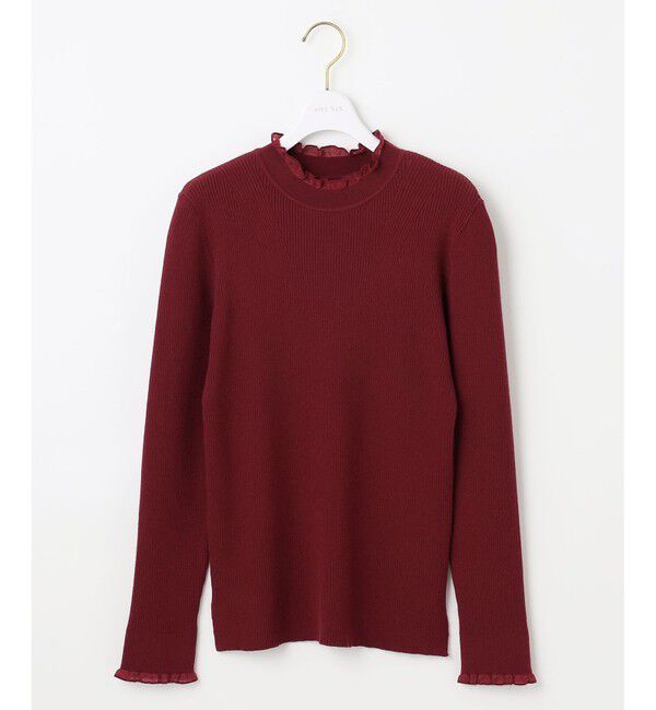 ANY SIS「CICA加工 フリルネック プルオーバー」|ニット・セーター|