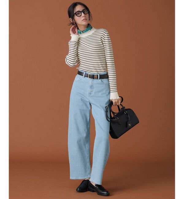 ANY SIS「CICA加工 フリルネック プルオーバー」|ニット・セーター|