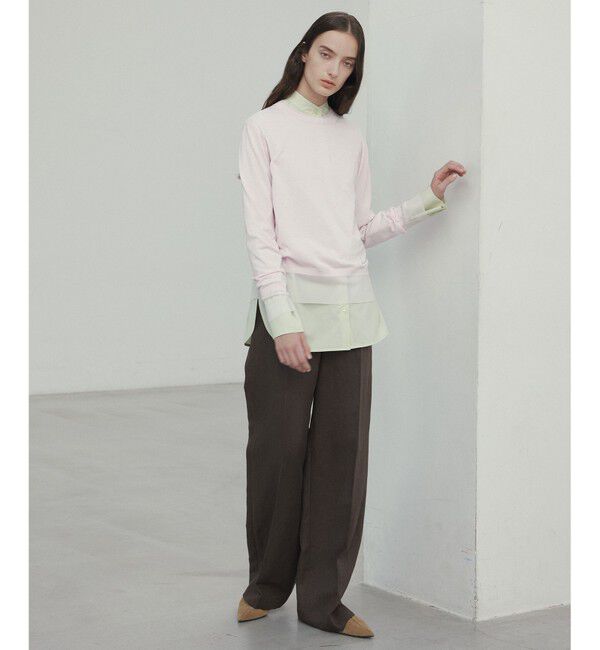 BEIGE,「【洗える】JULIE / シルク混クルーネックシアートップス」|ニット・セーター|