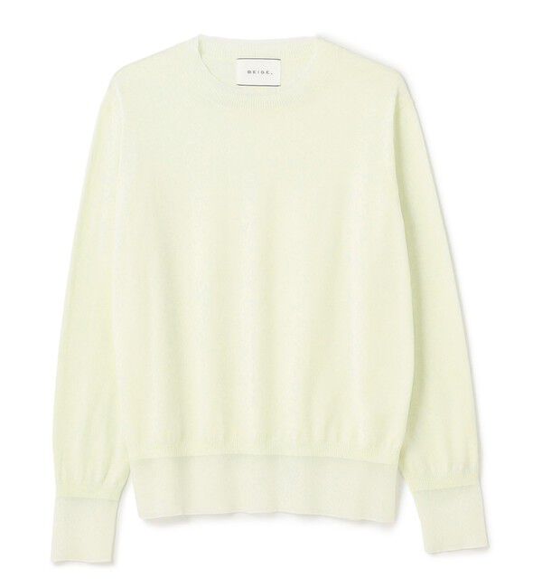 BEIGE,「【洗える】JULIE / シルク混クルーネックシアートップス」|ニット・セーター|