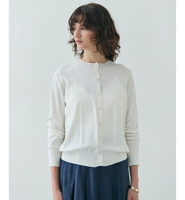 BEIGE,「【洗える】NADIA / バックオーガンジークルーネックカーディガン」|ニット・セーター|Ecru