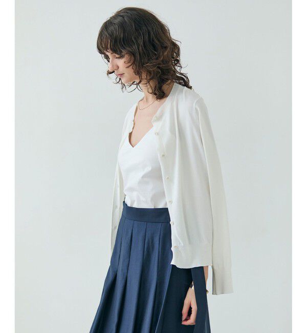 BEIGE,「【洗える】NADIA / バックオーガンジークルーネックカーディガン」|ニット・セーター|