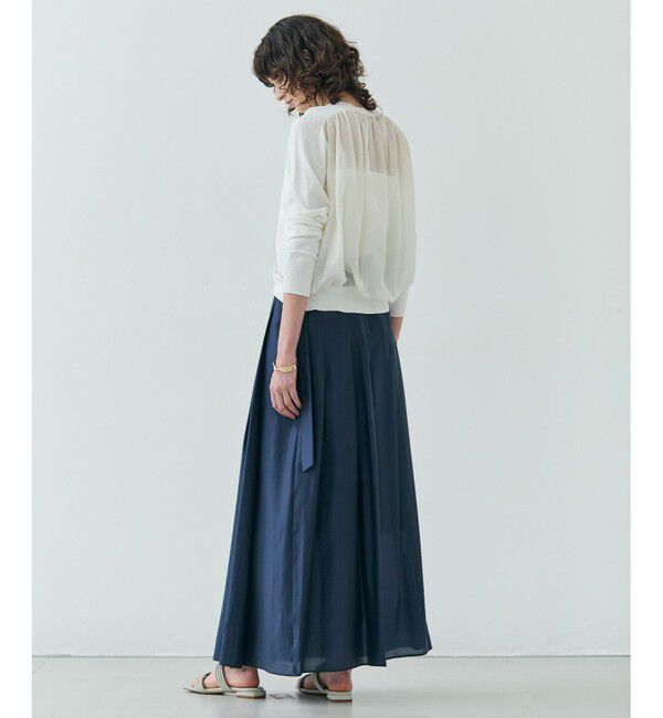 BEIGE,「【洗える】NADIA / バックオーガンジークルーネックカーディガン」|ニット・セーター|