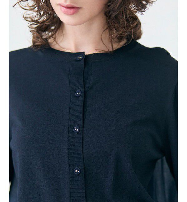 BEIGE,「【洗える】NADIA / バックオーガンジークルーネックカーディガン」|ニット・セーター|