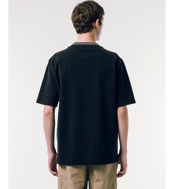 LACOSTE「配色リブニットインディゴ鹿の子 半袖Tシャツ」|Tシャツ・カットソー|