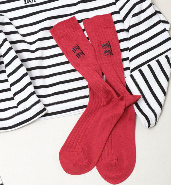 NOLLEY'S「【nolnol/ノルノル】ロゴリブソックス」|ソックス|レッド