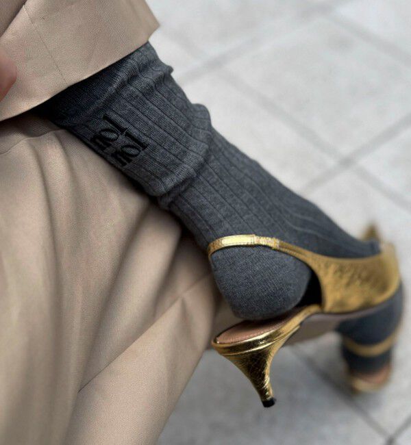 NOLLEY'S「【nolnol/ノルノル】ロゴリブソックス」|ソックス|チャコールグレー