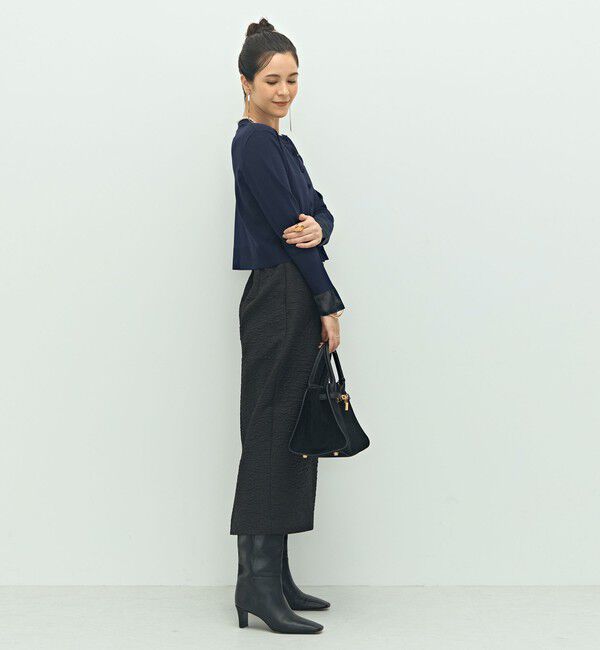 NOLLEY'S「《手洗い可能》くるみ釦シアークルーネックカーディガン」|カーディガン|