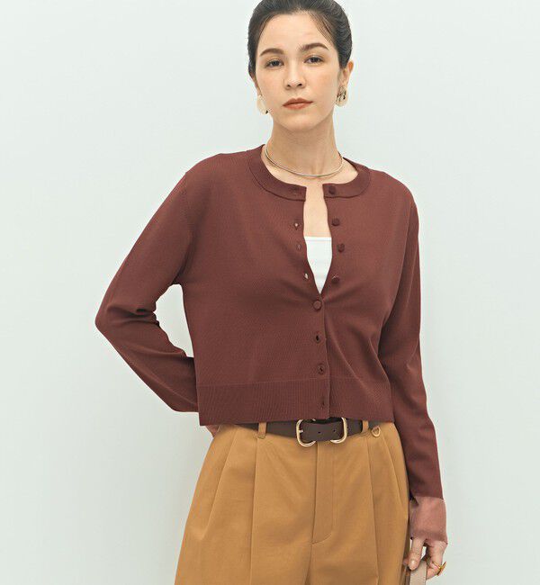 NOLLEY'S「《手洗い可能》くるみ釦シアークルーネックカーディガン」|カーディガン|