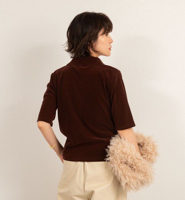 MAQWEL「【MAQWEL/マクウェル】ウォッシャブルベロア半袖シャツ」|シャツ・ブラウス|