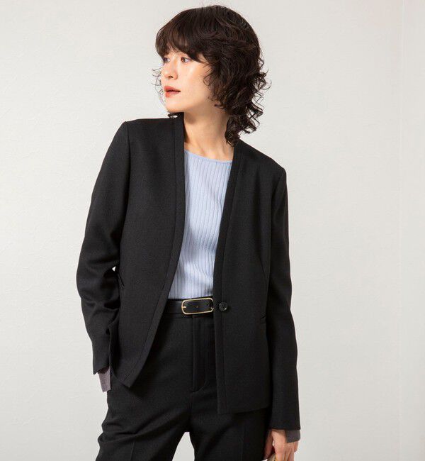 NOLLEY'S sophi「《セットアップ対応》ウォッシャブルウール調ノーカラージャケット」|ノーカラージャケット|