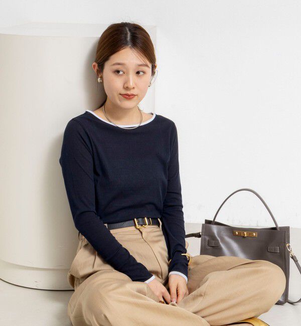 NOLLEY'S「ウォッシャブルシアー配色ロンＴ」|Tシャツ・カットソー|