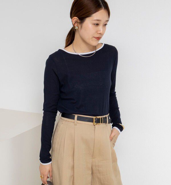 NOLLEY'S「ウォッシャブルシアー配色ロンＴ」|Tシャツ・カットソー|