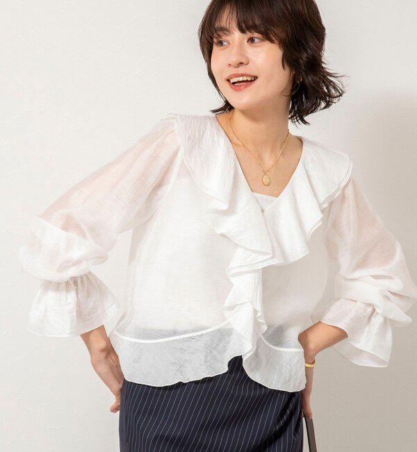 NOLLEY'S sophi「ウォッシャブルシアーラッフル羽織りブラウス」|シャツ・ブラウス|