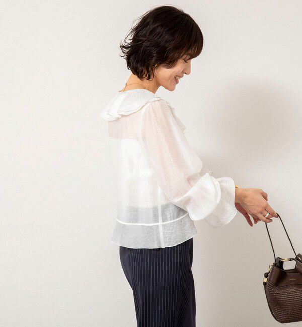 NOLLEY'S sophi「ウォッシャブルシアーラッフル羽織りブラウス」|シャツ・ブラウス|