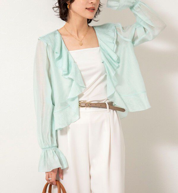 NOLLEY'S sophi「ウォッシャブルシアーラッフル羽織りブラウス」|シャツ・ブラウス|ミントグリーン
