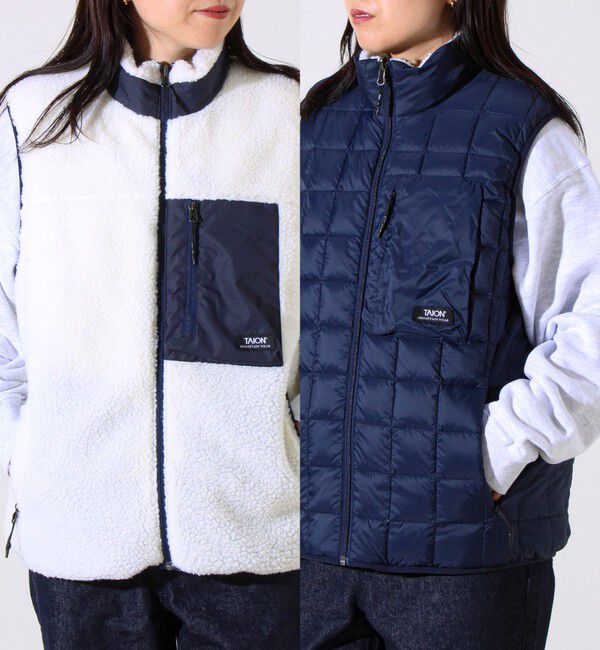 GLOSTER「【2WAYで着回せる】【UNISEX】GLOSTER配色別注 TAIONボア&times;ダウンベスト」|ダウンベスト・ベスト|アイボリー