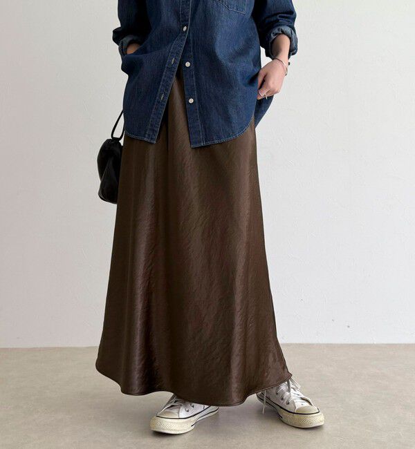 fredy emue「シルキーヘビーサテンスカート」|スカート|ブラウン