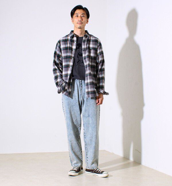 GLOSTER「【シーズンレス/UNISEX】ケミカルウォッシュ ワイドデニムイージーパンツ」|デニム|