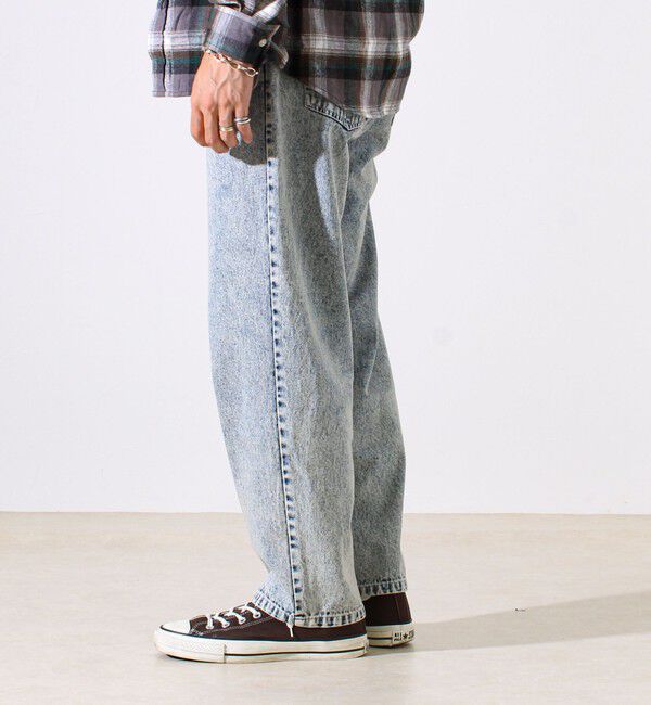 GLOSTER「【シーズンレス/UNISEX】ケミカルウォッシュ ワイドデニムイージーパンツ」|デニム|