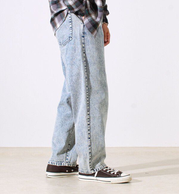 GLOSTER「【シーズンレス/UNISEX】ケミカルウォッシュ ワイドデニムイージーパンツ」|デニム|